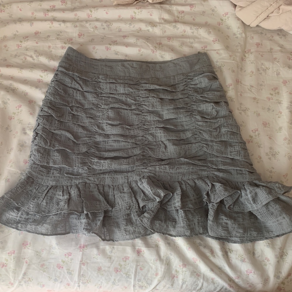 Miou muse mini skirt, blue with ruffles